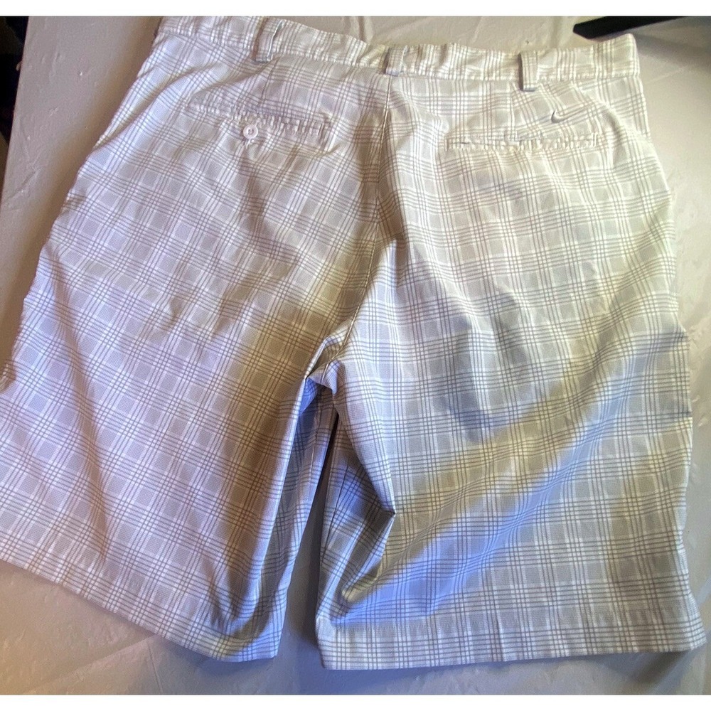 Nike Golf Dri-FIT Plaid Shorts 38 White Grey Checkered Performance Sportswear